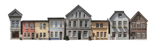 Foto Bergstraße Oldenburg Strassenzugpanorama - auf Weiß von Ronny Walter